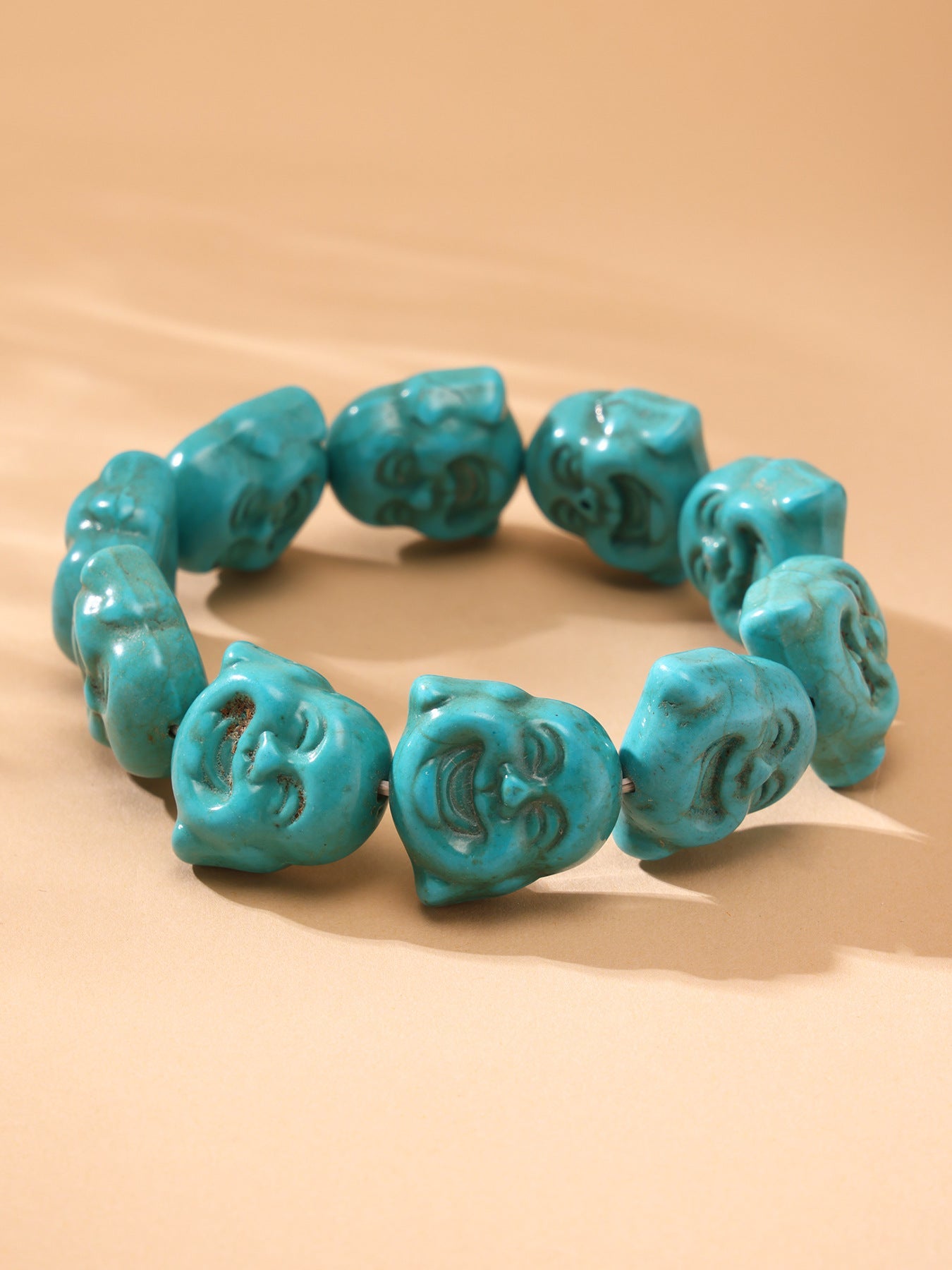 316L Stainless Steel Exquisitely Carved Natural Stone Maitreya Buddha Beaded Bracelet