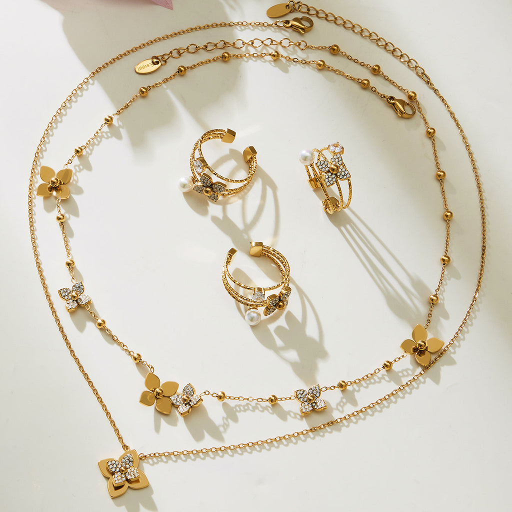 Flower CZ Jewelry Set