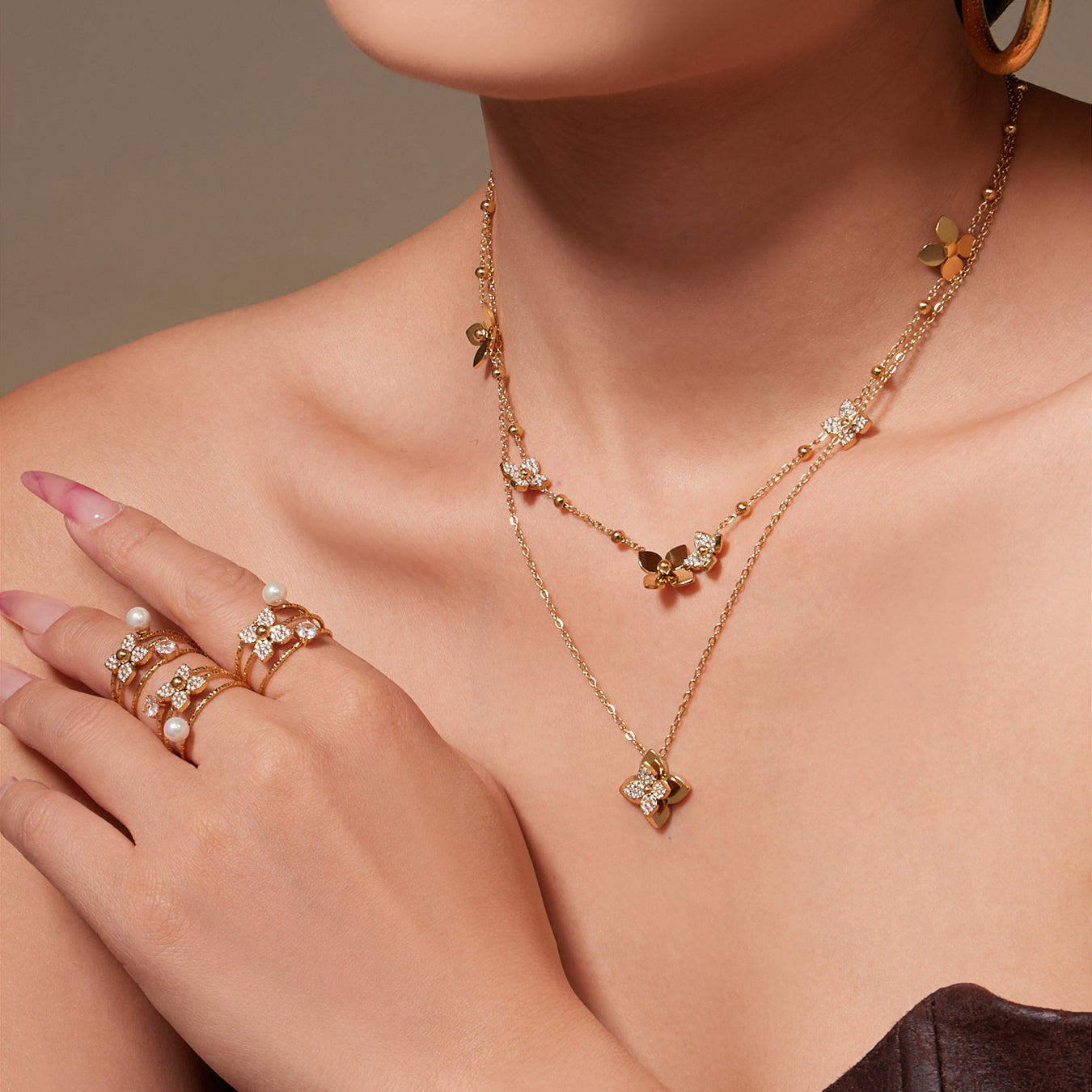 Flower CZ Jewelry Set
