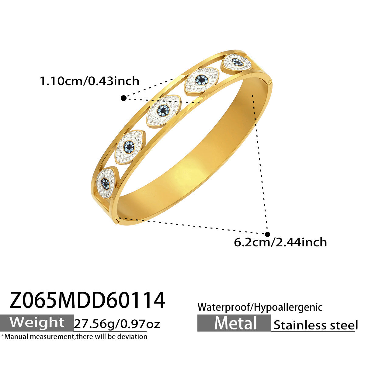 316L Stainless Steel French Chic Paved Zircon Bracelet Set