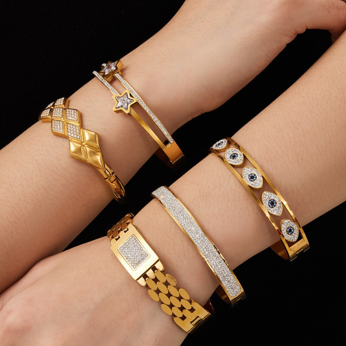 316L Stainless Steel French Chic Paved Zircon Bracelet Set