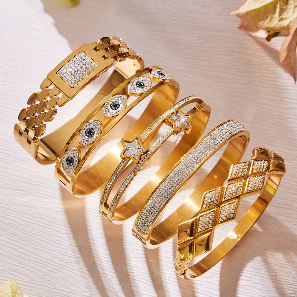 316L Stainless Steel French Chic Paved Zircon Bracelet Set