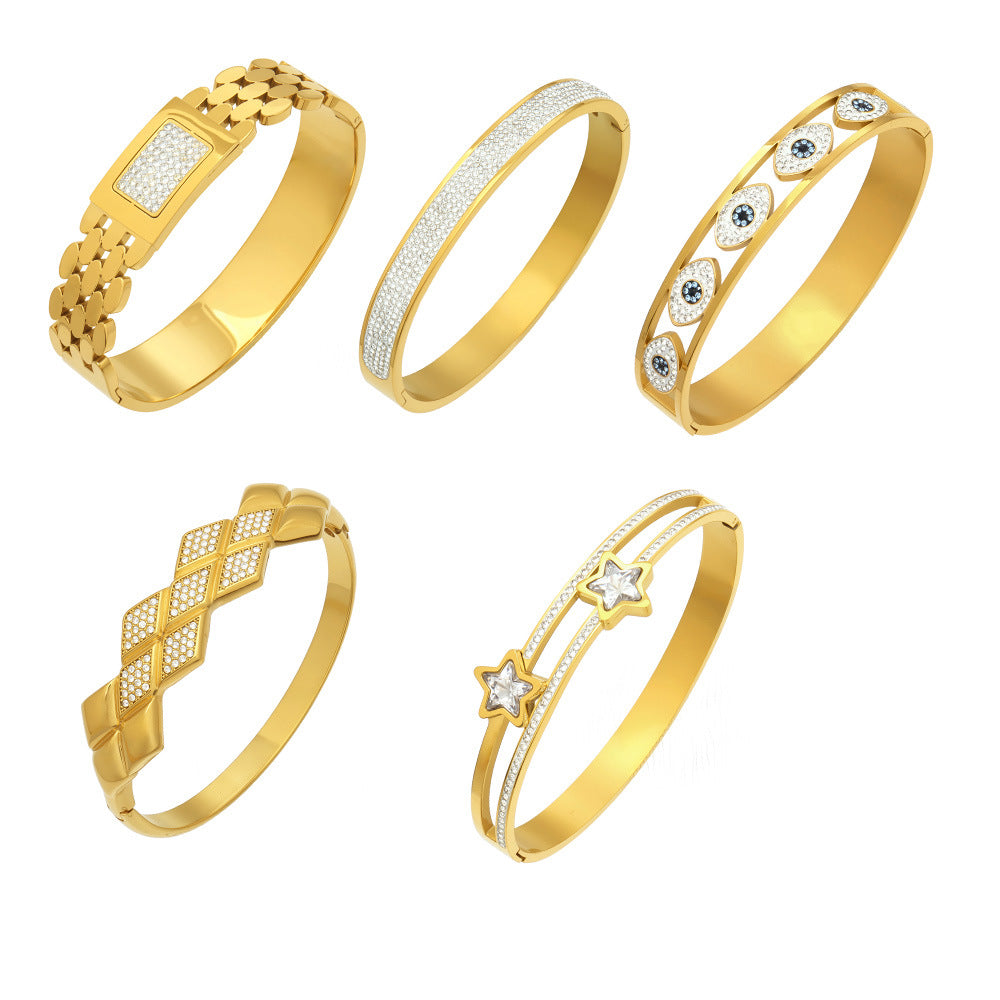 316L Stainless Steel French Chic Paved Zircon Bracelet Set