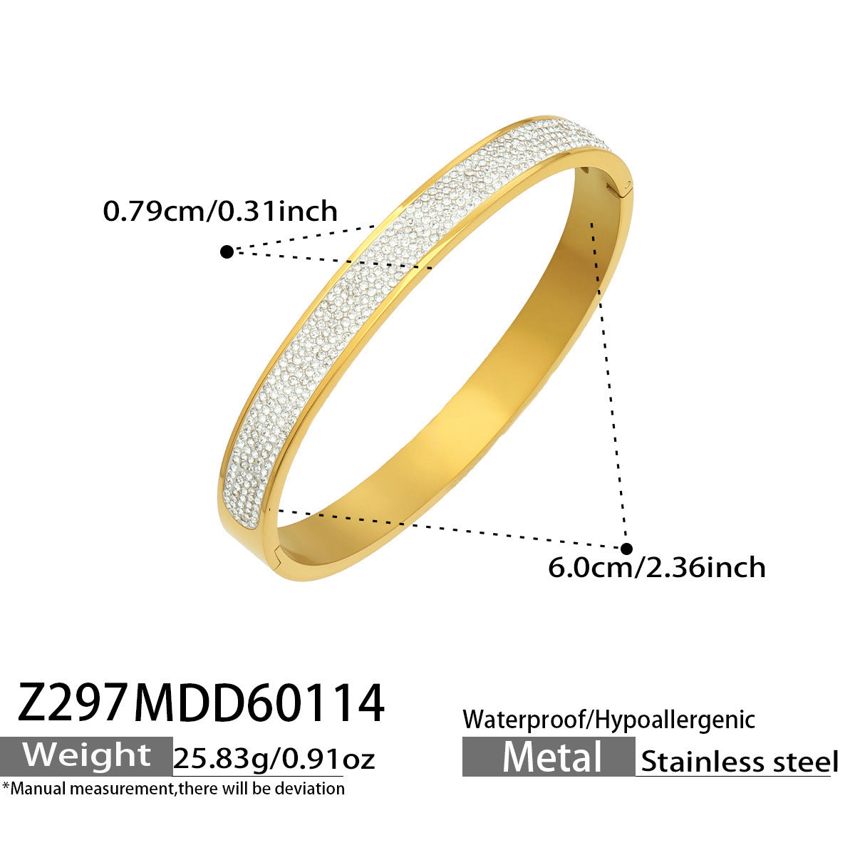 316L Stainless Steel French Chic Paved Zircon Bracelet Set