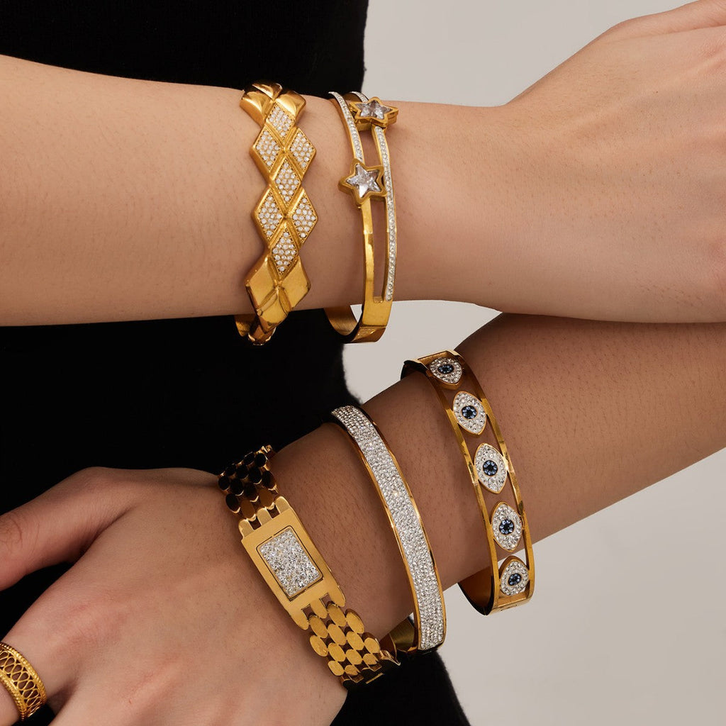 316L Stainless Steel French Chic Paved Zircon Bracelet Set