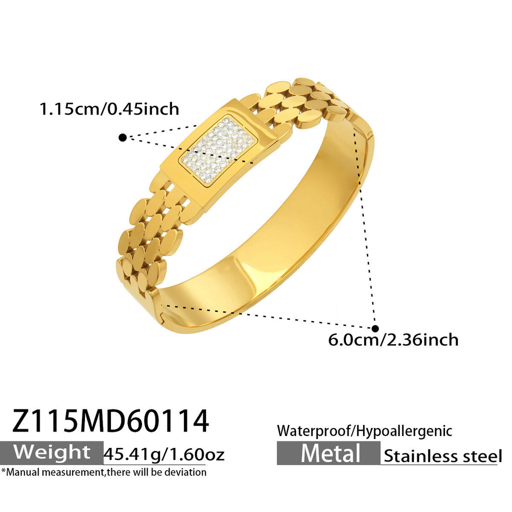 316L Stainless Steel French Chic Paved Zircon Bracelet Set