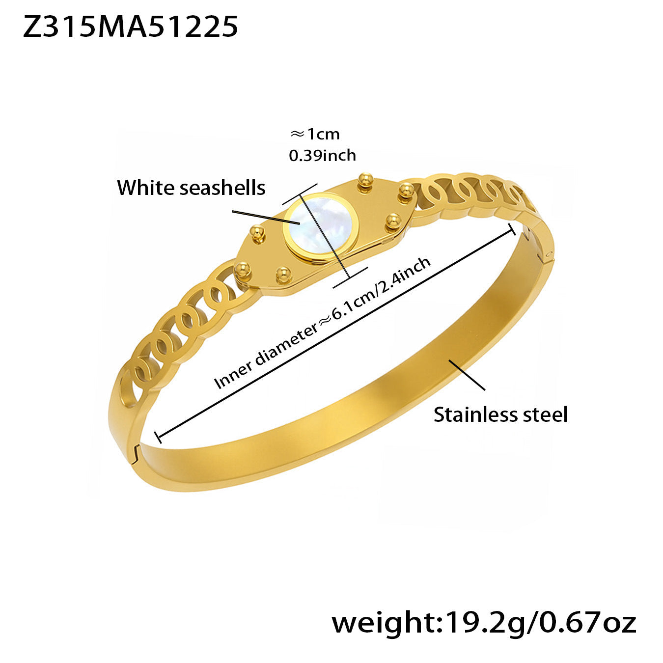 316L Stainless Steel Geometric Triangle Pattern Buckle Bracelet with Drip Enamel
