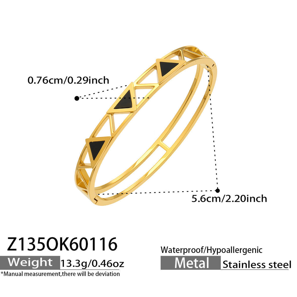316L Stainless Steel Geometric Triangle Pattern Buckle Bracelet with Drip Enamel
