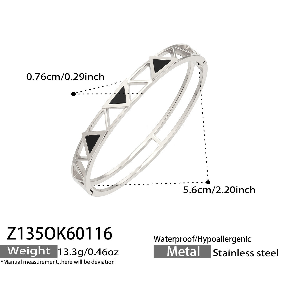 316L Stainless Steel Geometric Triangle Pattern Buckle Bracelet with Drip Enamel