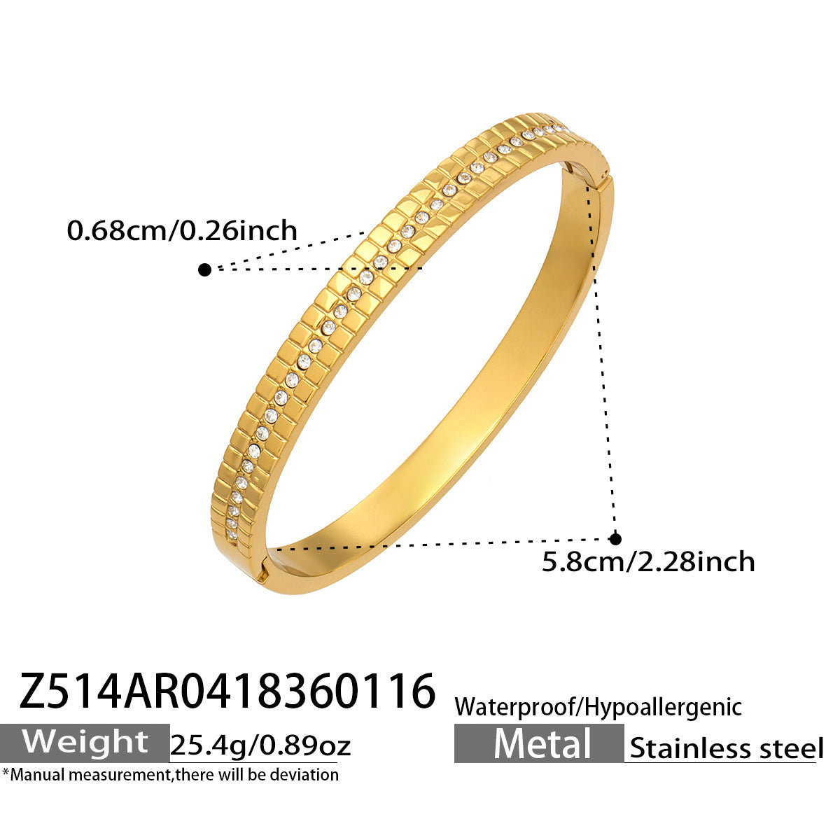 316L Stainless Steel Geometric Triangle Pattern Buckle Bracelet with Drip Enamel