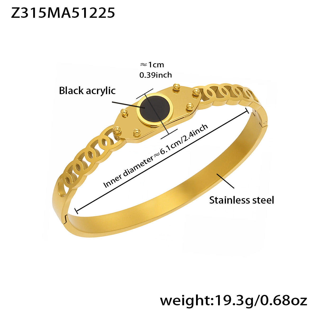 316L Stainless Steel Geometric Triangle Pattern Buckle Bracelet with Drip Enamel
