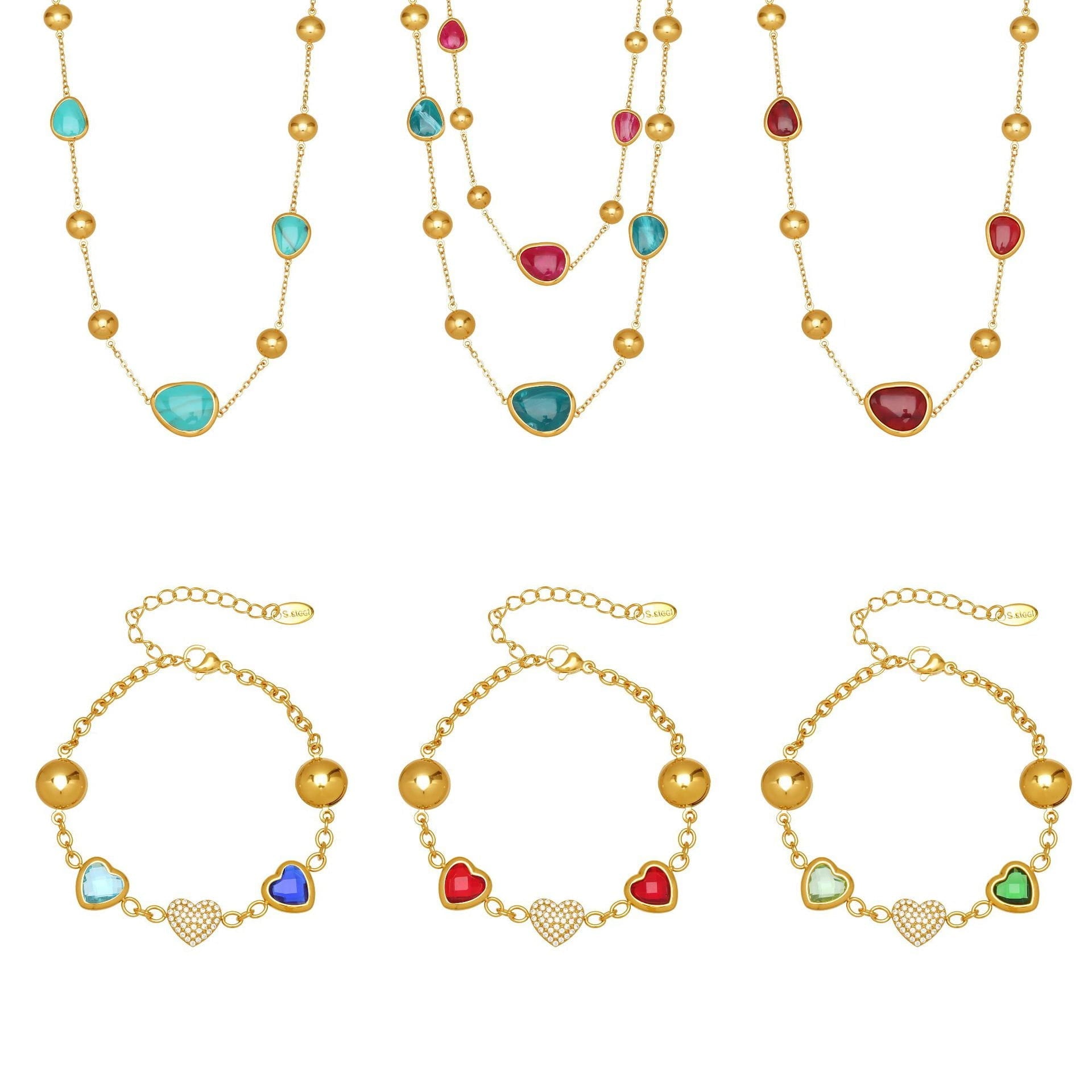 Colorful Glass Stone Jewelry Set