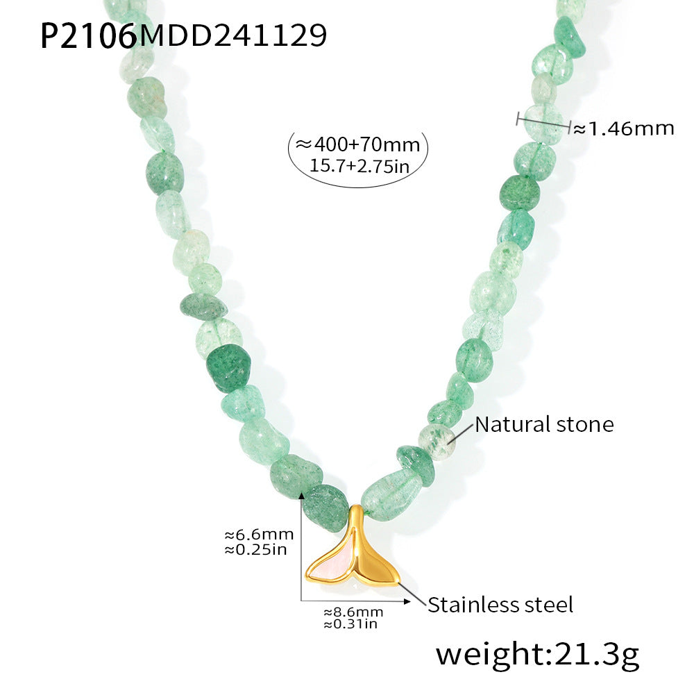 Green Strawberry & Aquamarine Layered Necklace