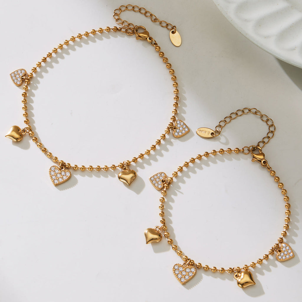 Heart CZ Charm Jewelry Set | Necklace, Bracelet, Anklet & Earrings