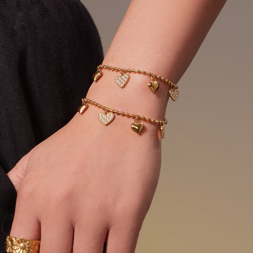 Heart CZ Charm Jewelry Set | Necklace, Bracelet, Anklet & Earrings