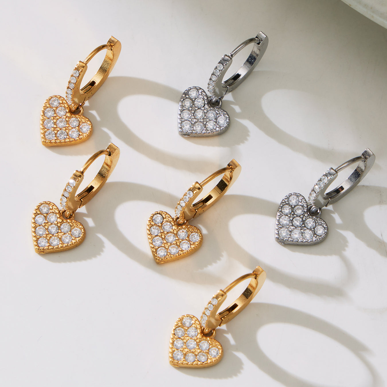 Heart CZ Charm Jewelry Set | Necklace, Bracelet, Anklet & Earrings