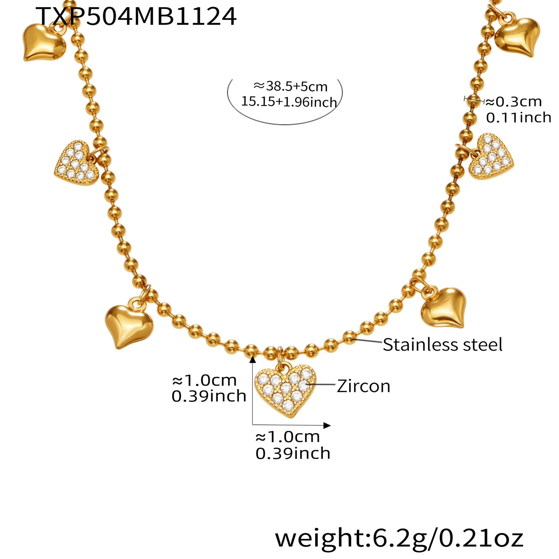 Heart CZ Charm Jewelry Set | Necklace, Bracelet, Anklet & Earrings
