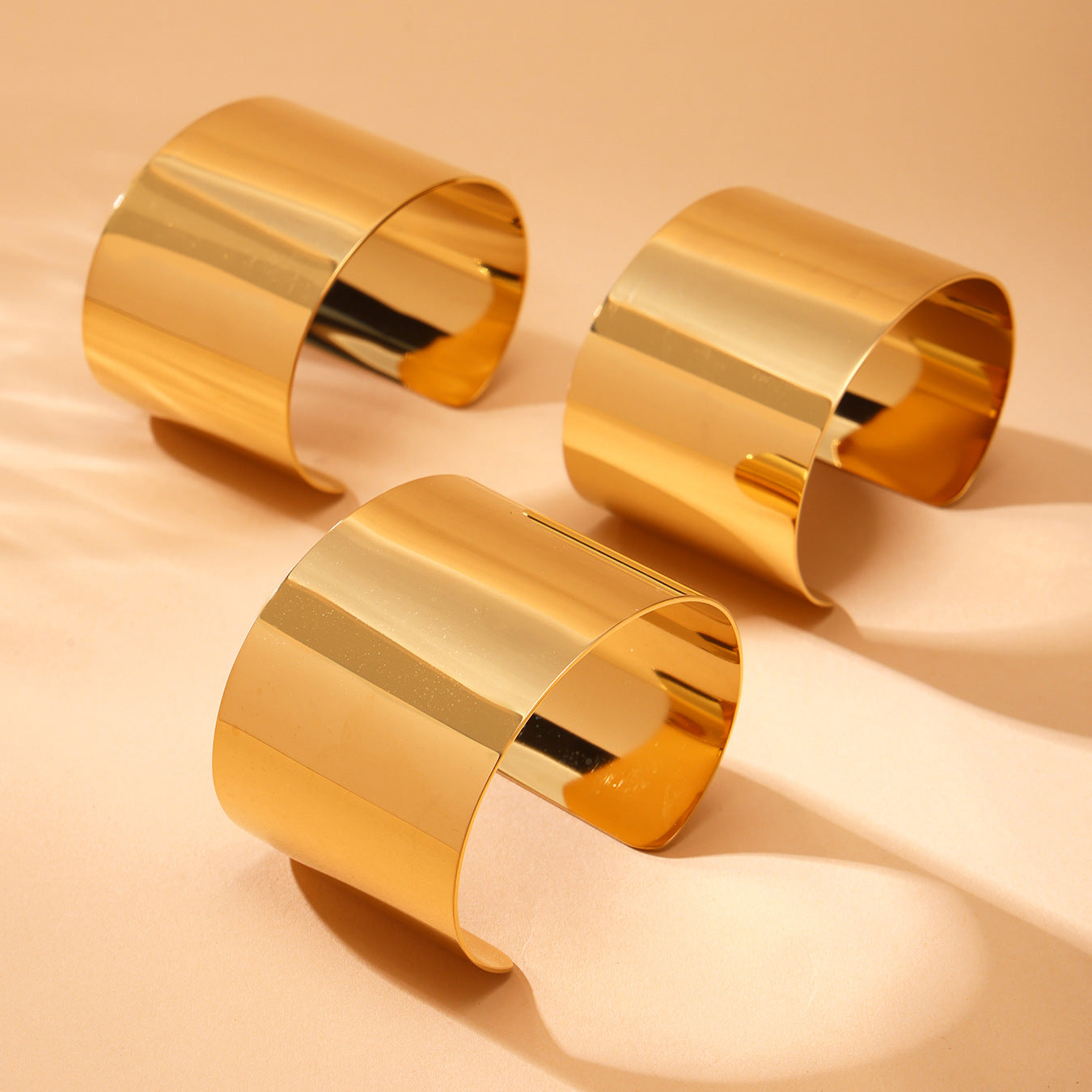 316L Stainless Steel High-Polish Wide Open Gold Bracelet