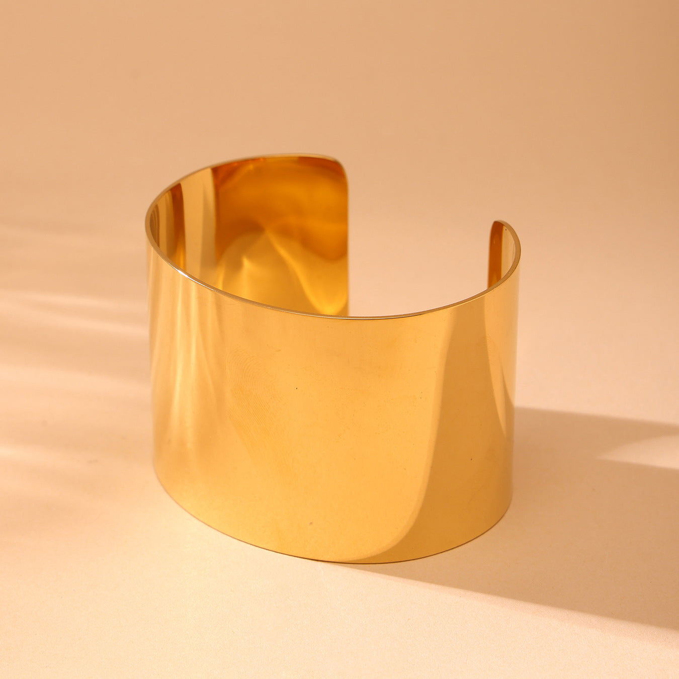 316L Stainless Steel High-Polish Wide Open Gold Bracelet