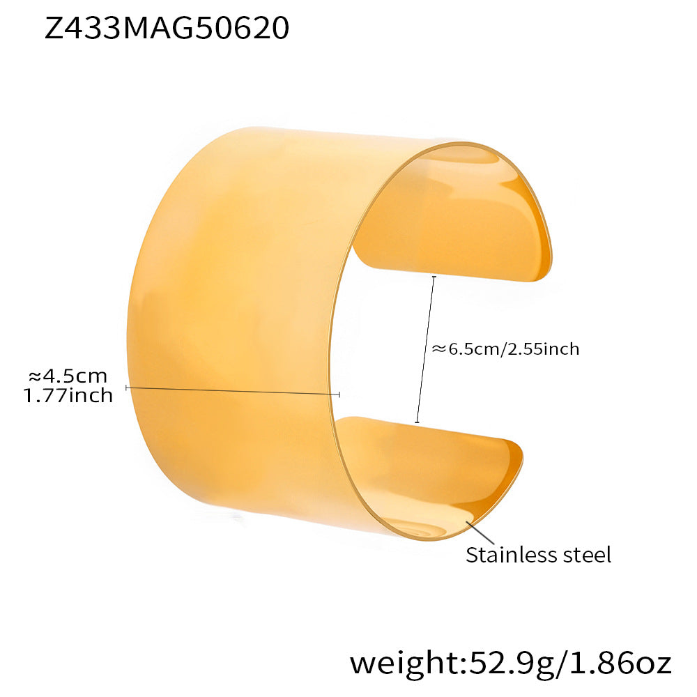 316L Stainless Steel High-Polish Wide Open Gold Bracelet