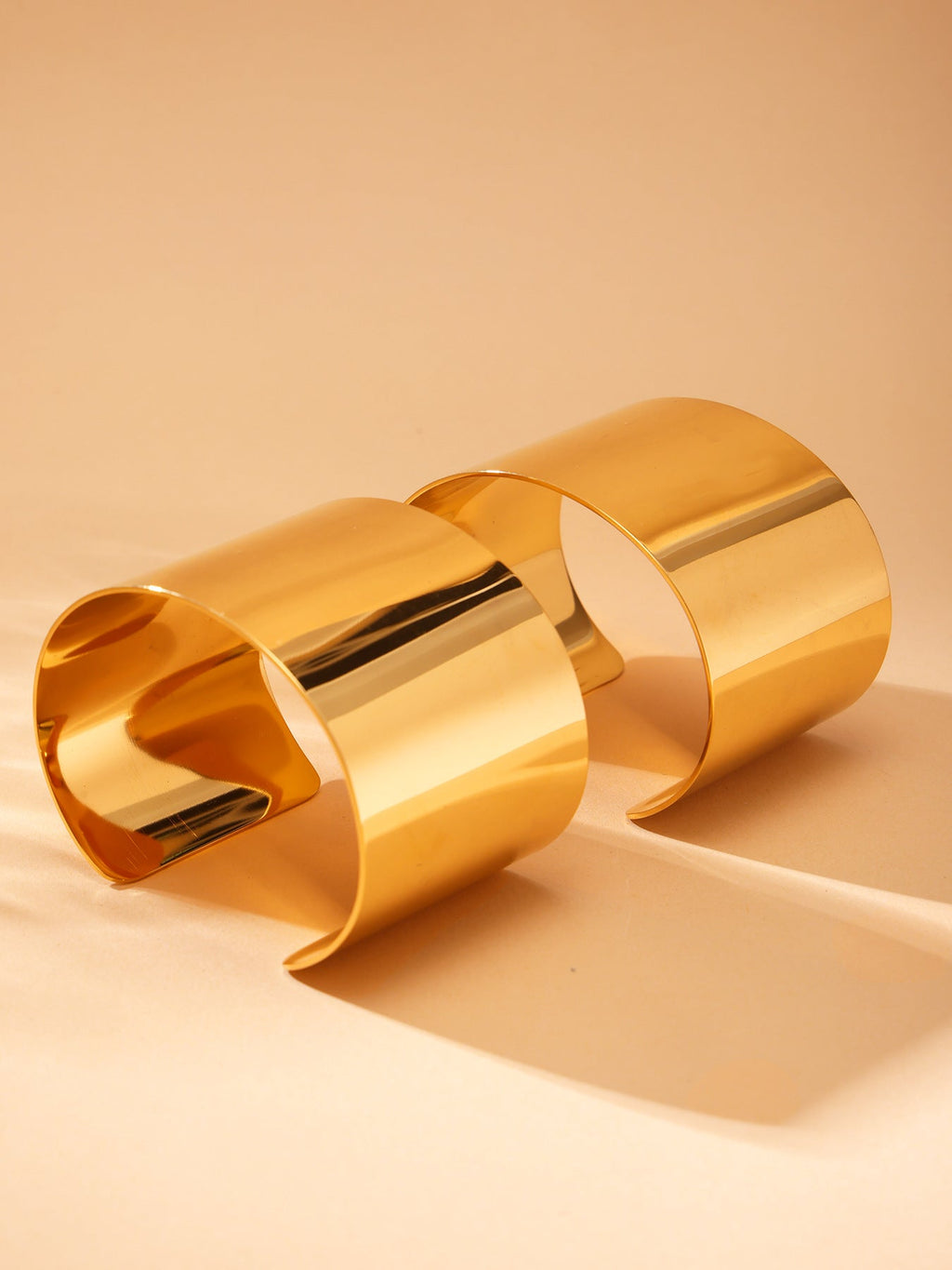 316L Stainless Steel High-Polish Wide Open Gold Bracelet