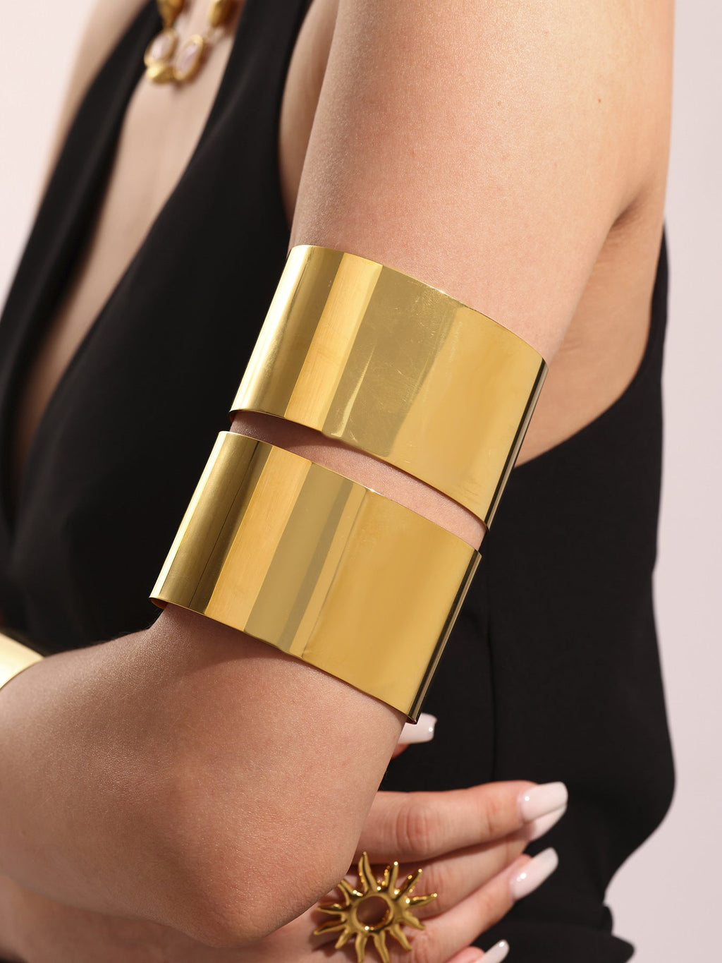 316L Stainless Steel High-Polish Wide Open Gold Bracelet