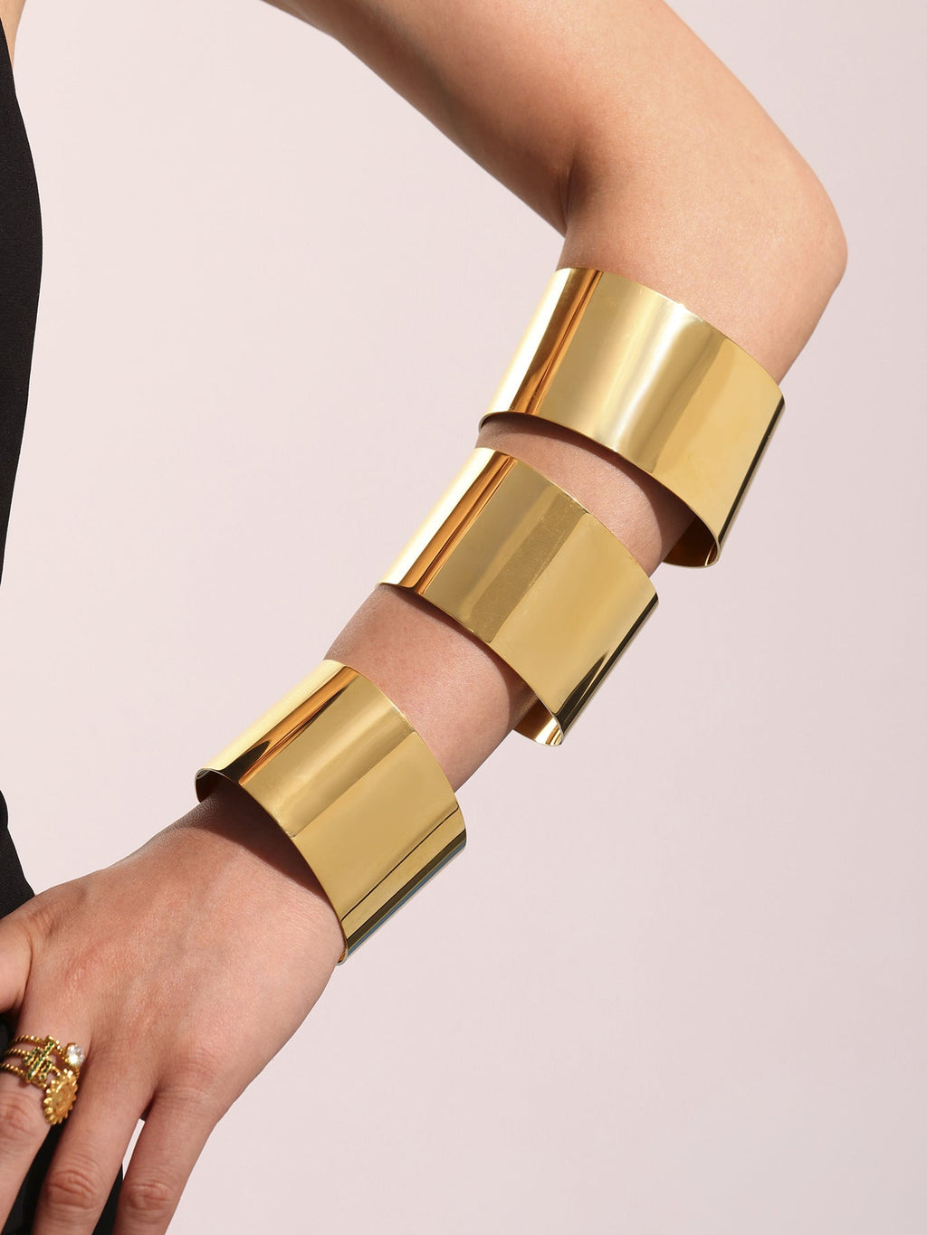 316L Stainless Steel High-Polish Wide Open Gold Bracelet