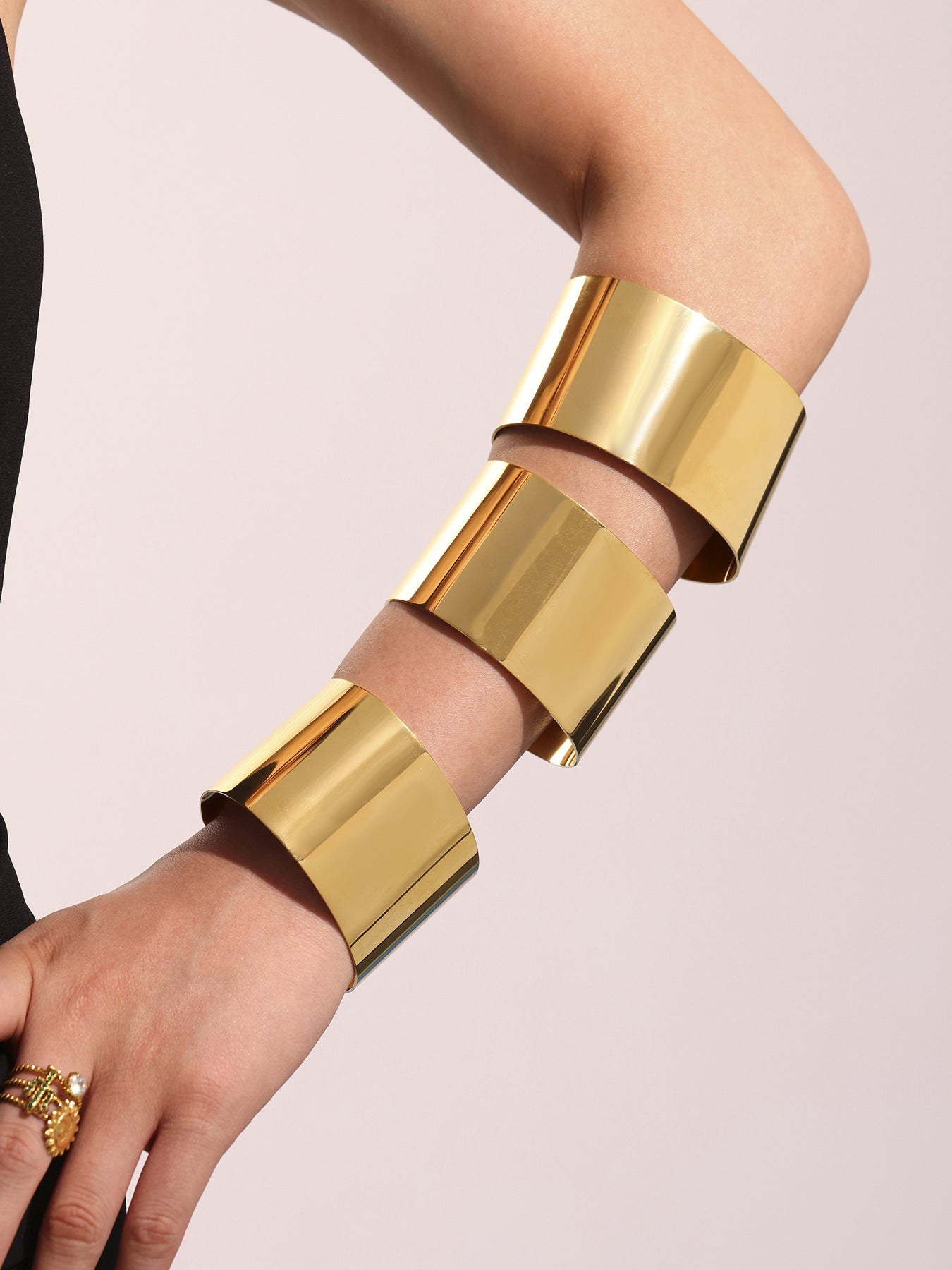 316L Stainless Steel High-Polish Wide Open Gold Bracelet