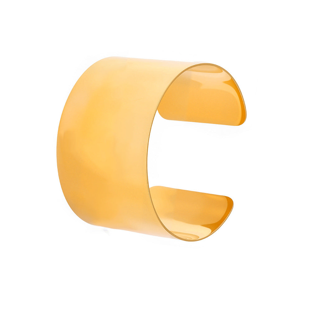 316L Stainless Steel High-Polish Wide Open Gold Bracelet