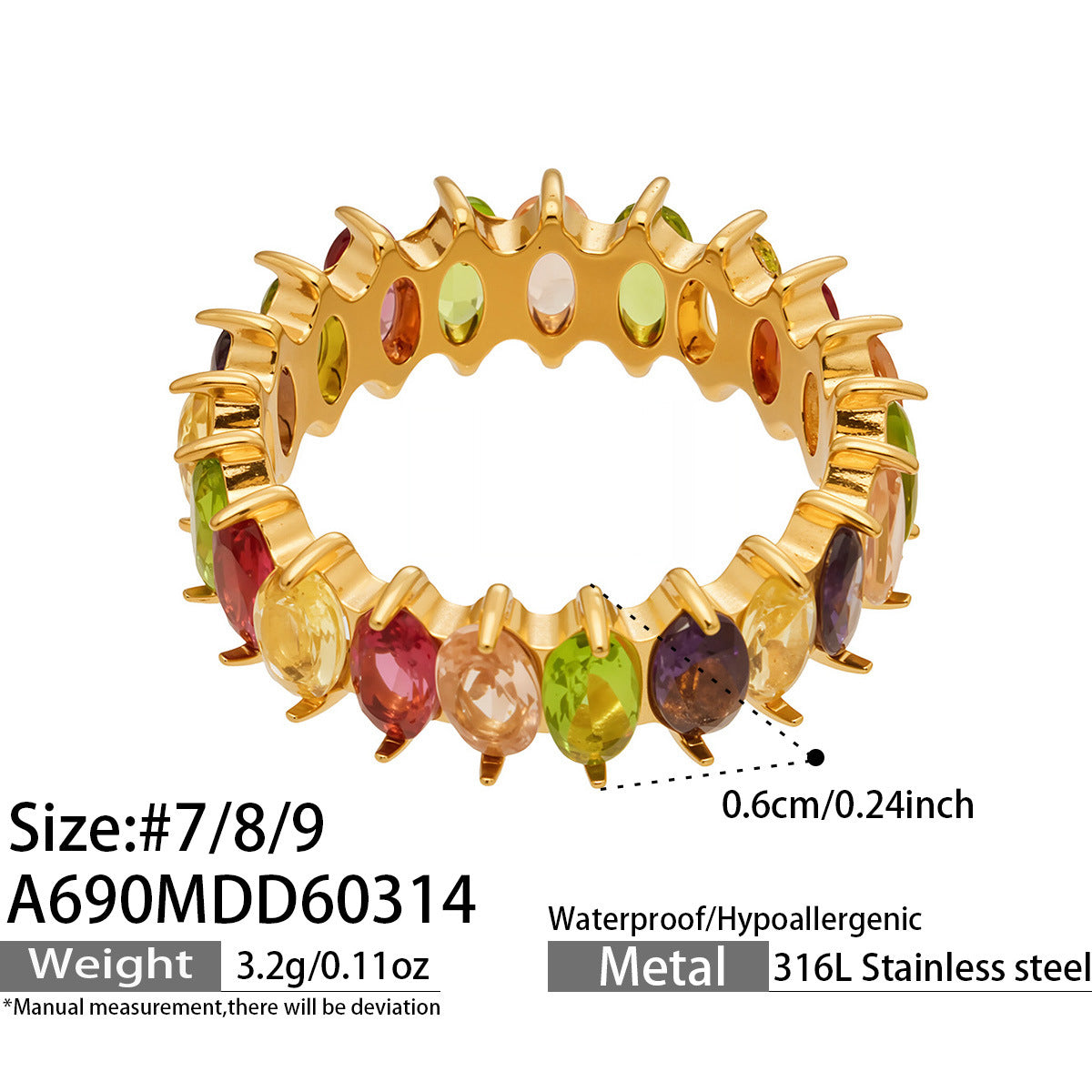 Colorful Zircon Gold Rings