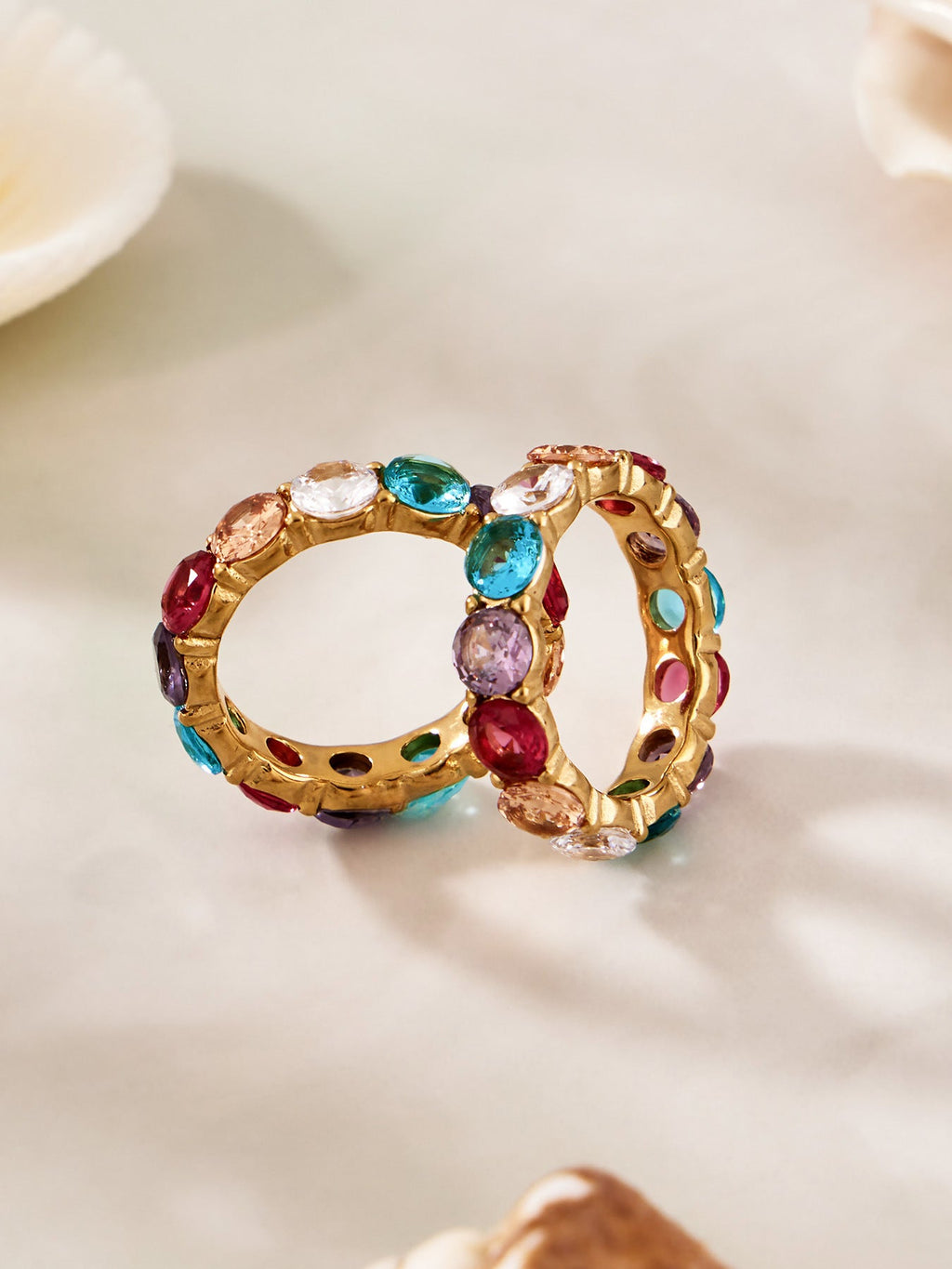 Colorful Zircon Gold Rings