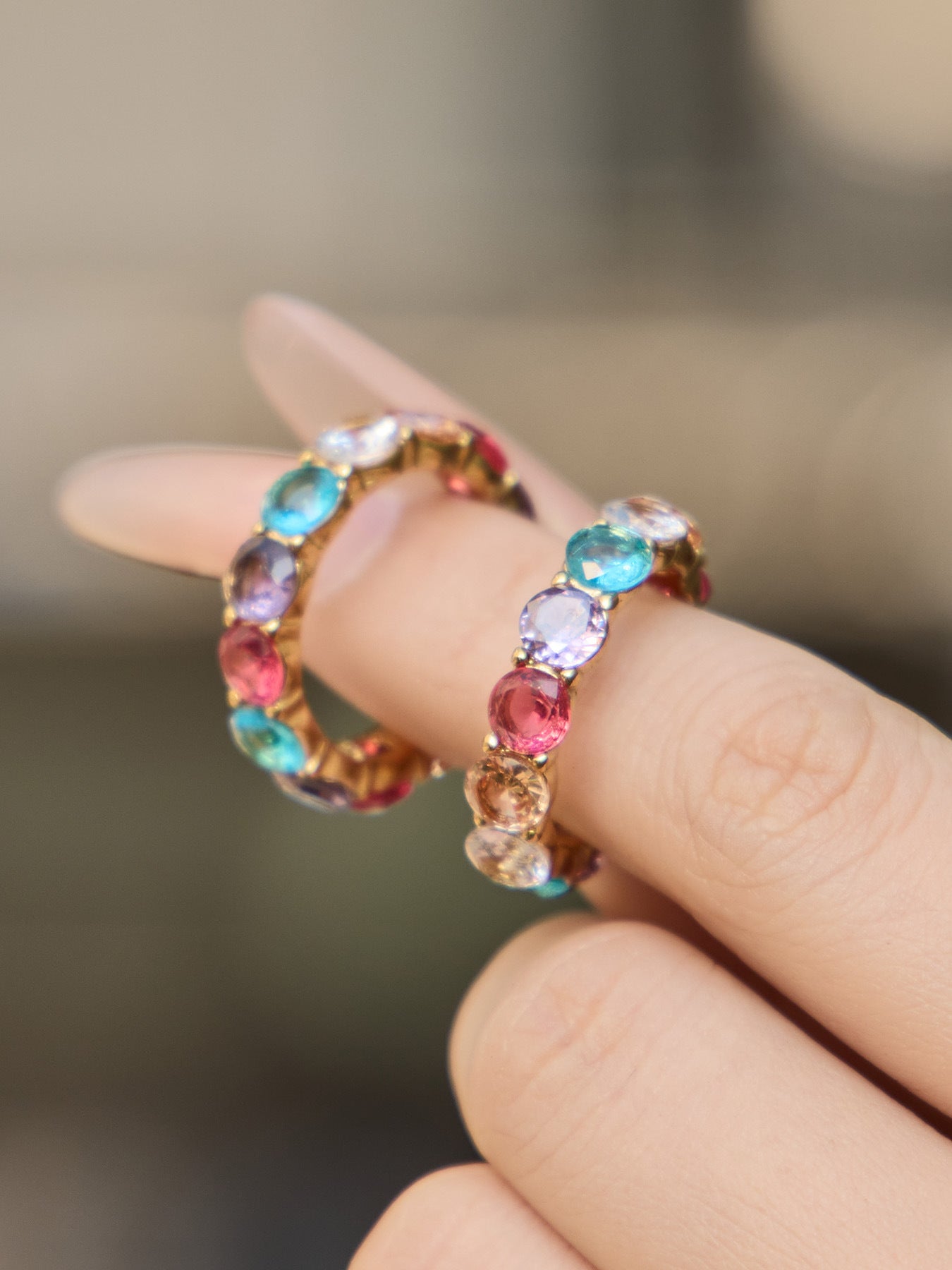 Colorful Zircon Gold Rings
