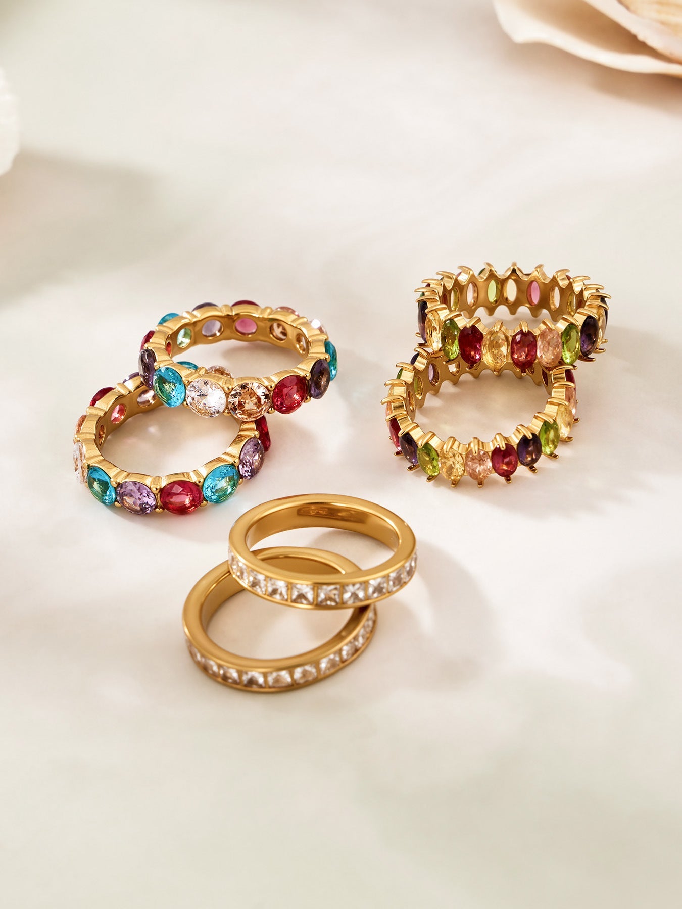 Colorful Zircon Gold Rings