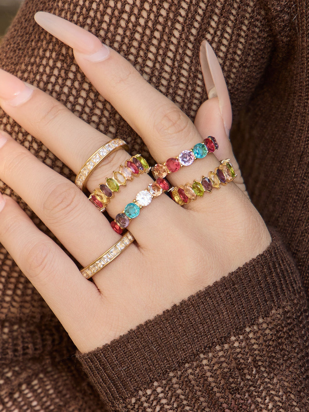 Colorful Zircon Gold Rings