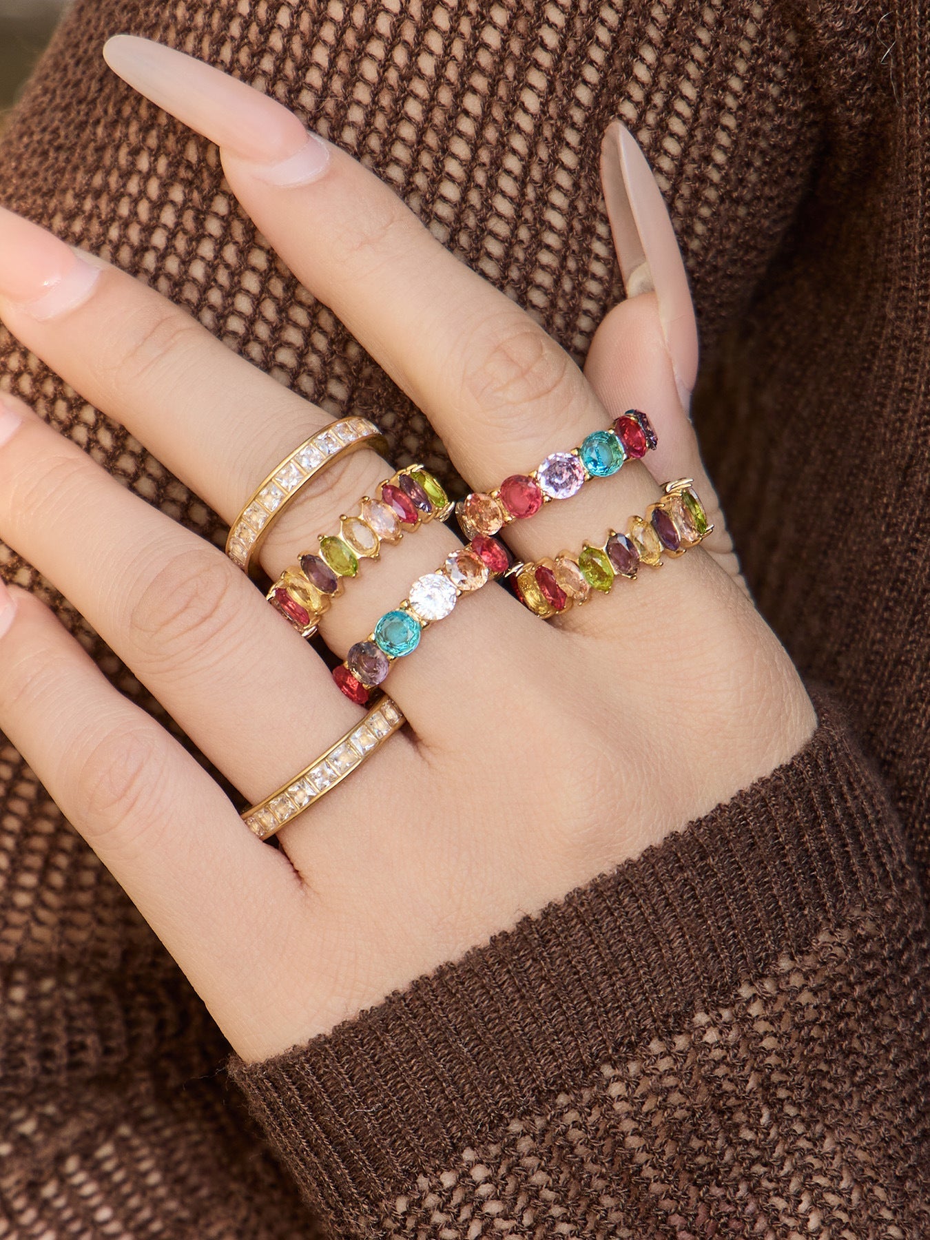 Colorful Zircon Gold Rings