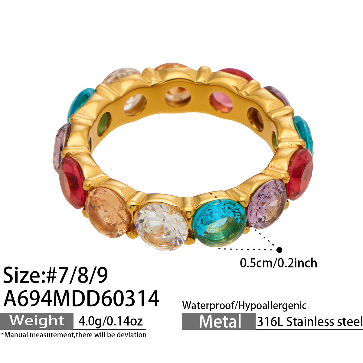 Colorful Zircon Gold Rings