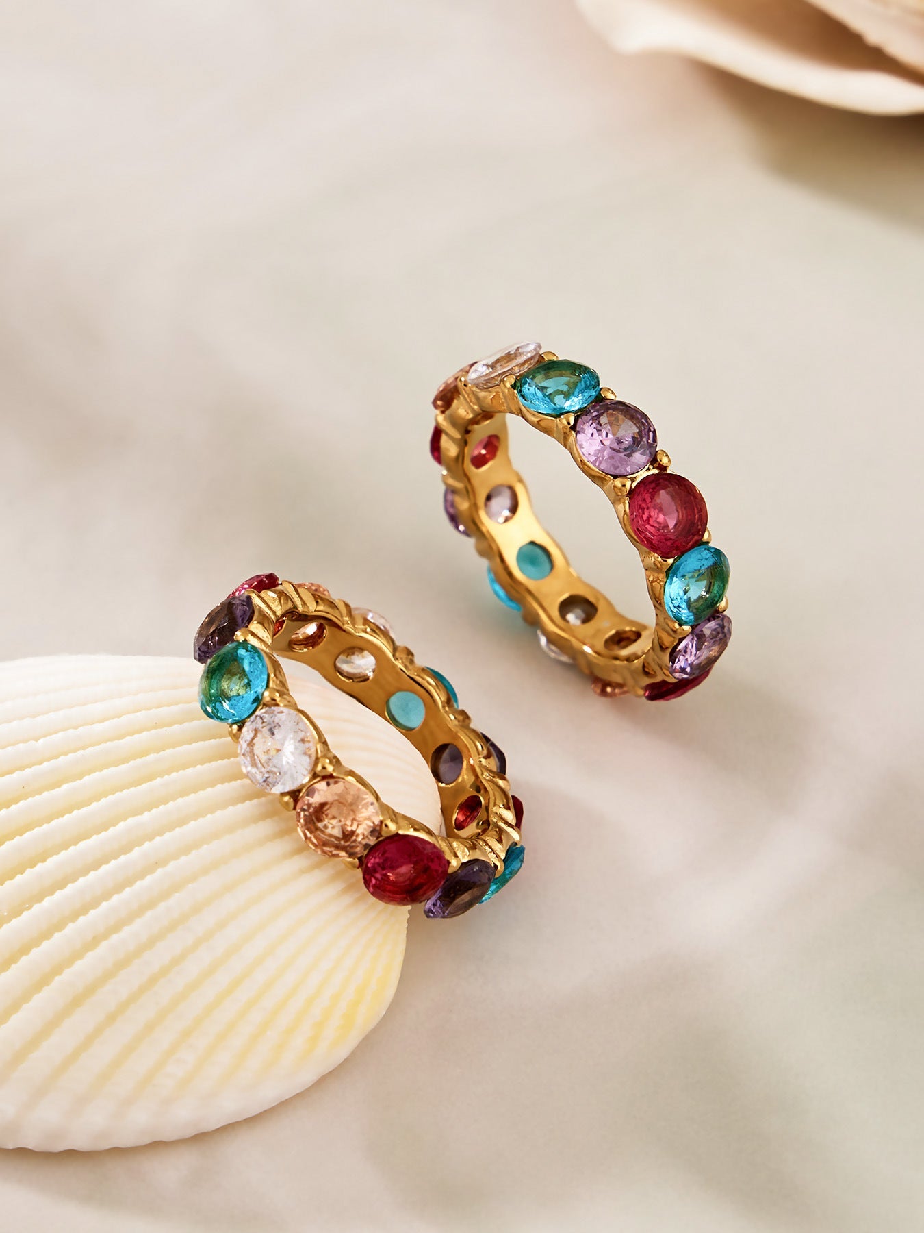 Colorful Zircon Gold Rings