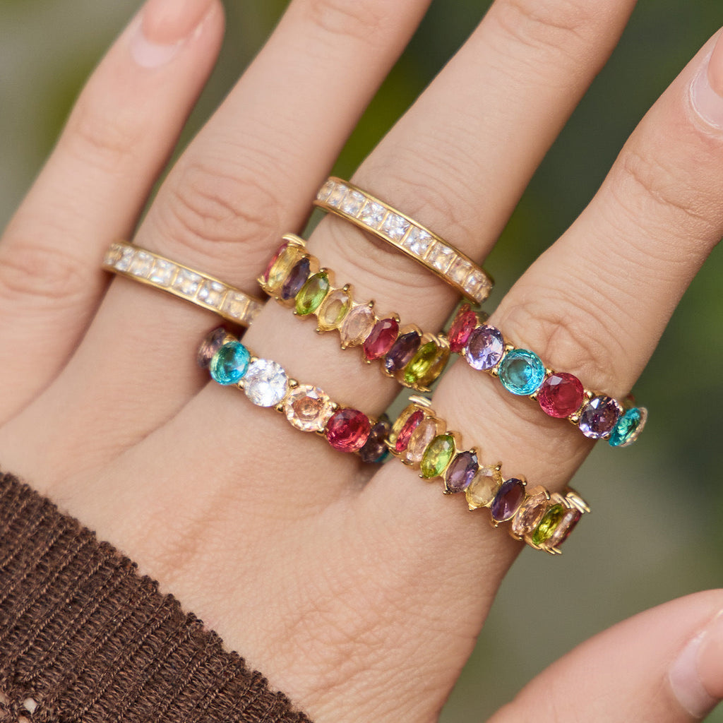 Colorful Zircon Gold Rings