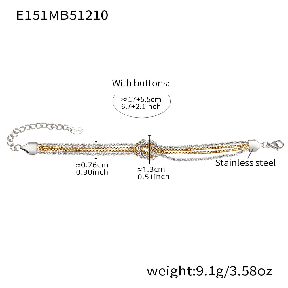 316L Stainless Steel Knotted Chain Bracelet | 18K PVD Gold Wholesale
