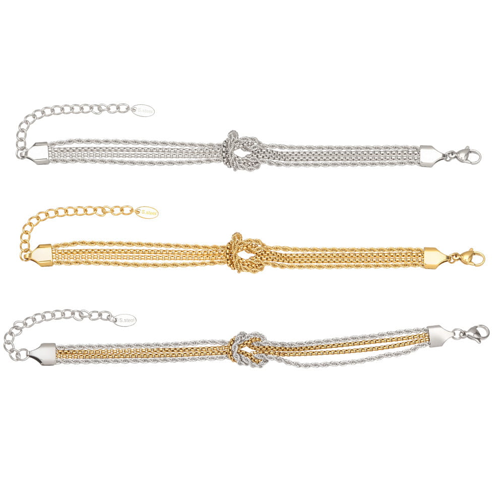 316L Stainless Steel Knotted Chain Bracelet | 18K PVD Gold Wholesale