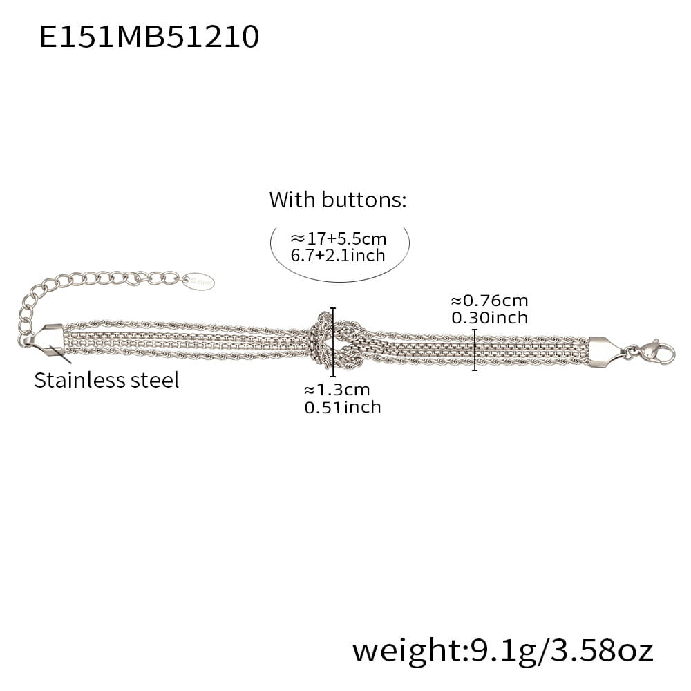 316L Stainless Steel Knotted Chain Bracelet | 18K PVD Gold Wholesale