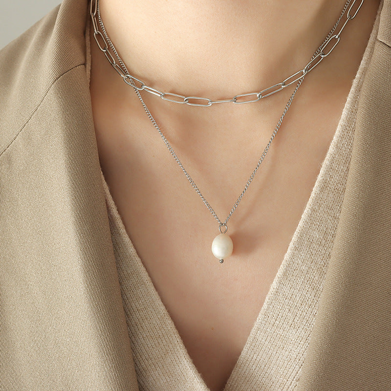 Multi-Layer Pearl Pendant Necklace