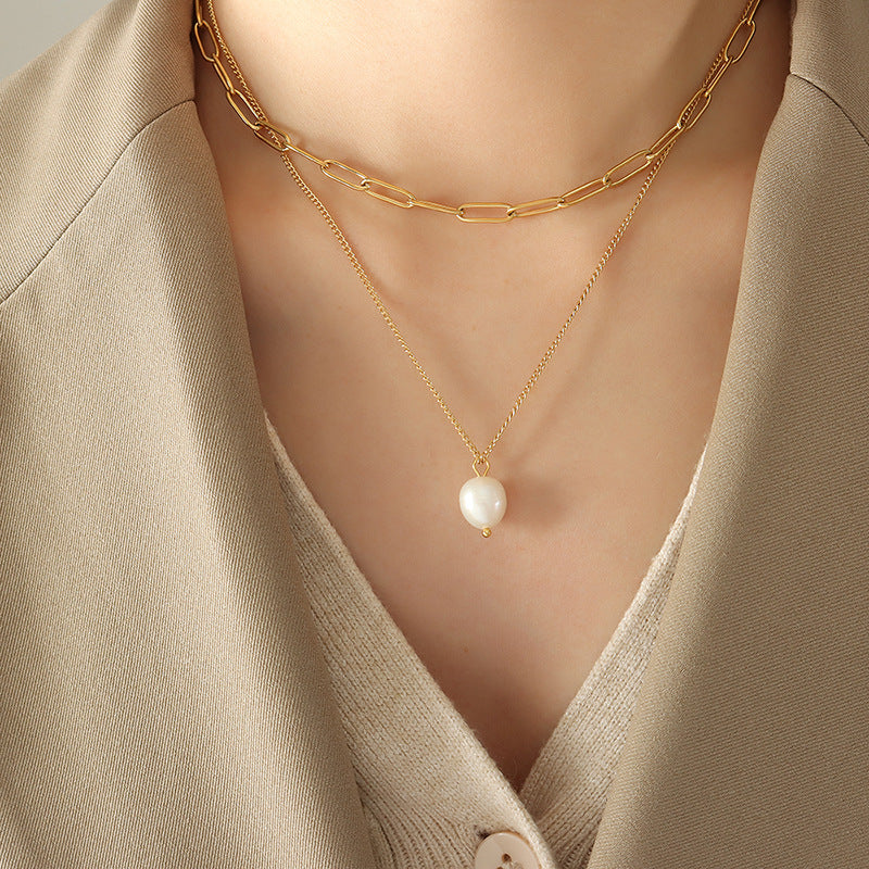 Multi-Layer Pearl Pendant Necklace
