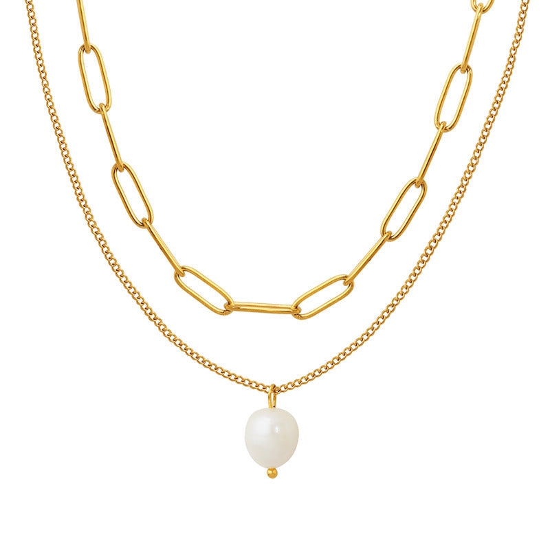 Multi-Layer Pearl Pendant Necklace