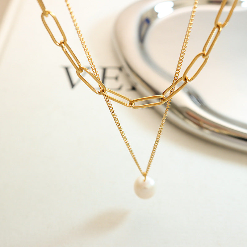 Multi-Layer Pearl Pendant Necklace