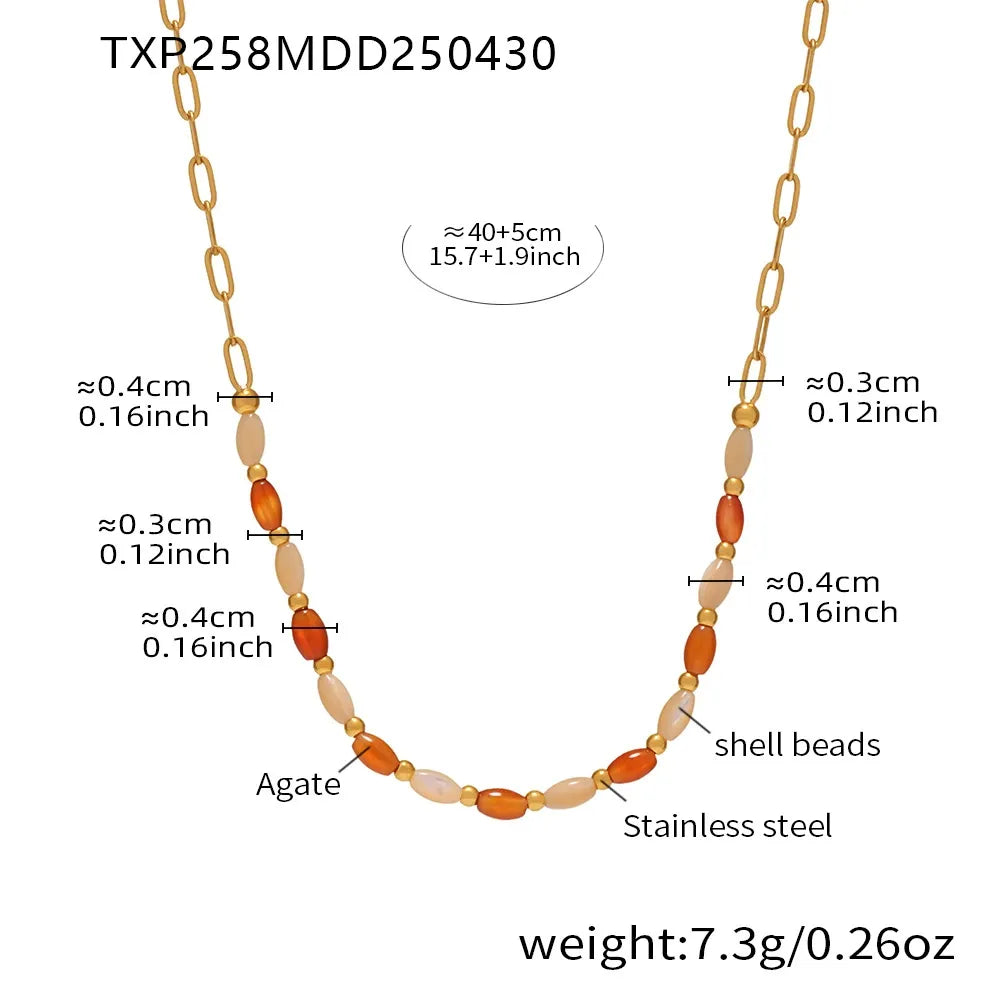 Natural Agate & Shell Bead Jewelry Set