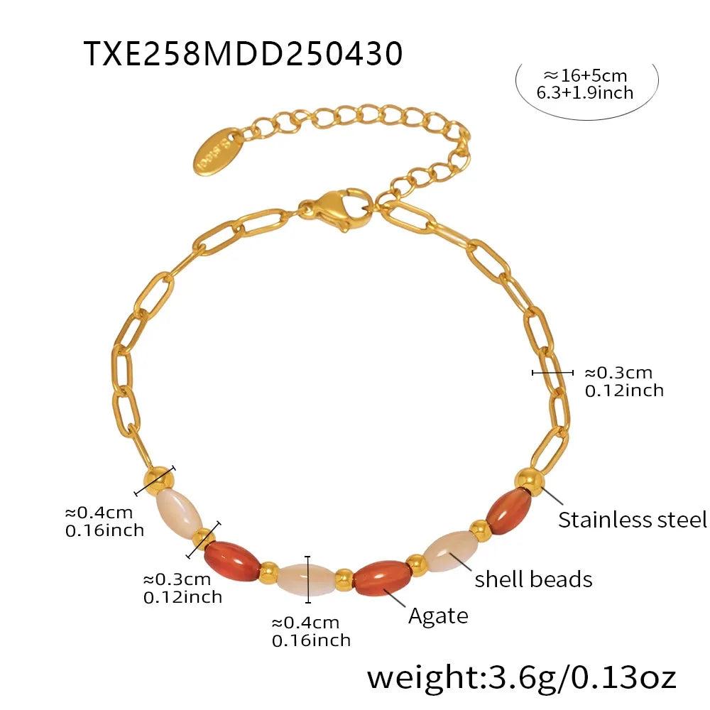 Natural Agate & Shell Bead Jewelry Set