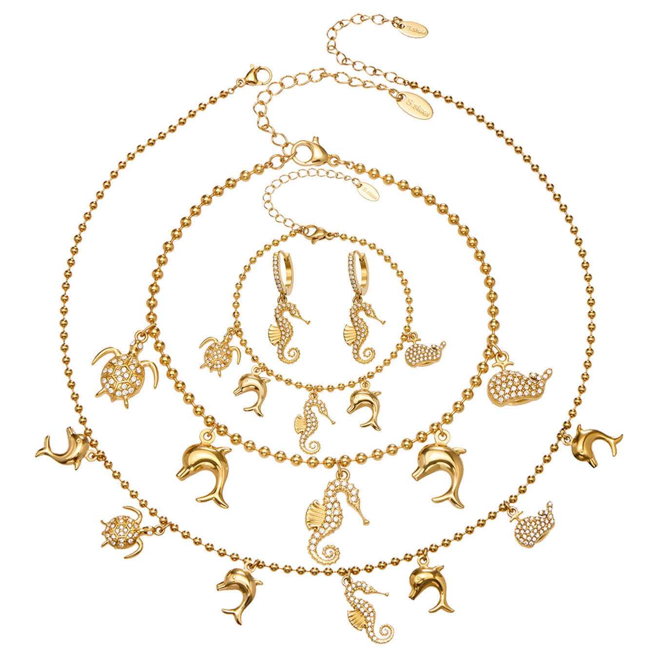 Ocean Charm Bead Chain Anklet