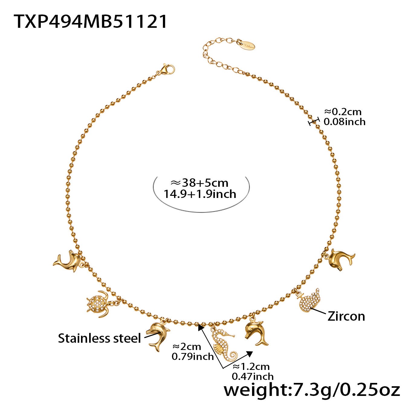 Ocean Charm Bead Chain Anklet