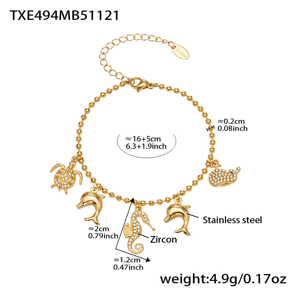Ocean Charm Bead Chain Anklet
